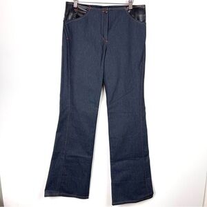 NEW Vintage Y2K BCBG MAXAZRIA Low Rise Denim Pleather Flare Jeans Women's Size 8